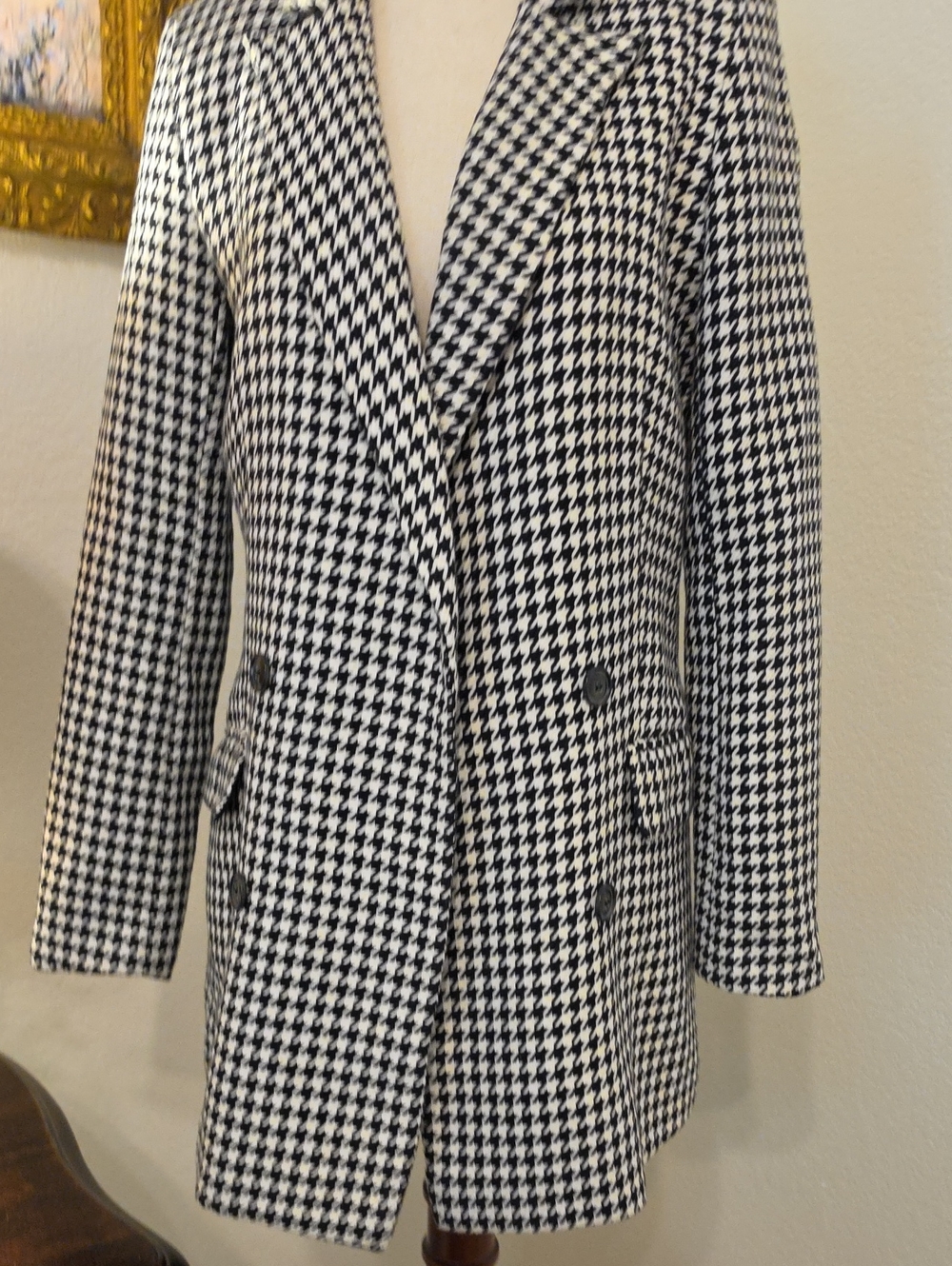 Rachel Zoe Black and White Houndstooth Open Front Blazer - Picture 1 of 4